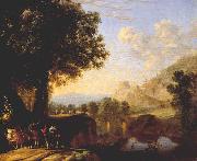 SWANEVELT, Herman van Italian Landscape with Bridge and Castle ar oil